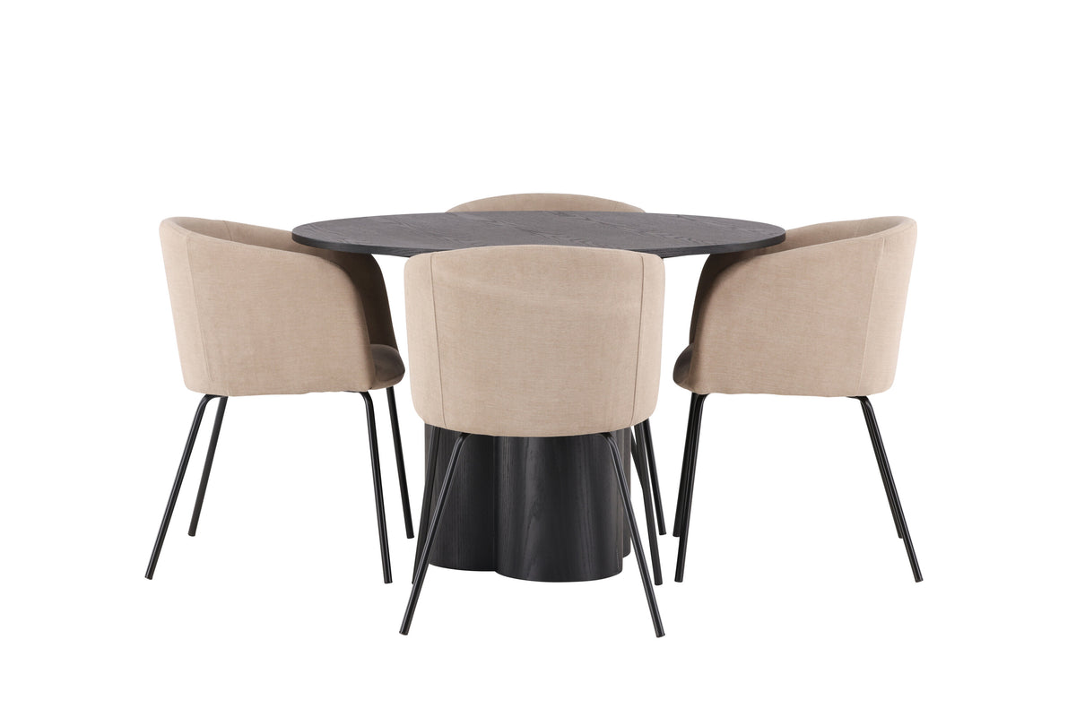 Olivia Matbord med Berit Stolarna – Bord: ⌀110 Stol: 55x78x55