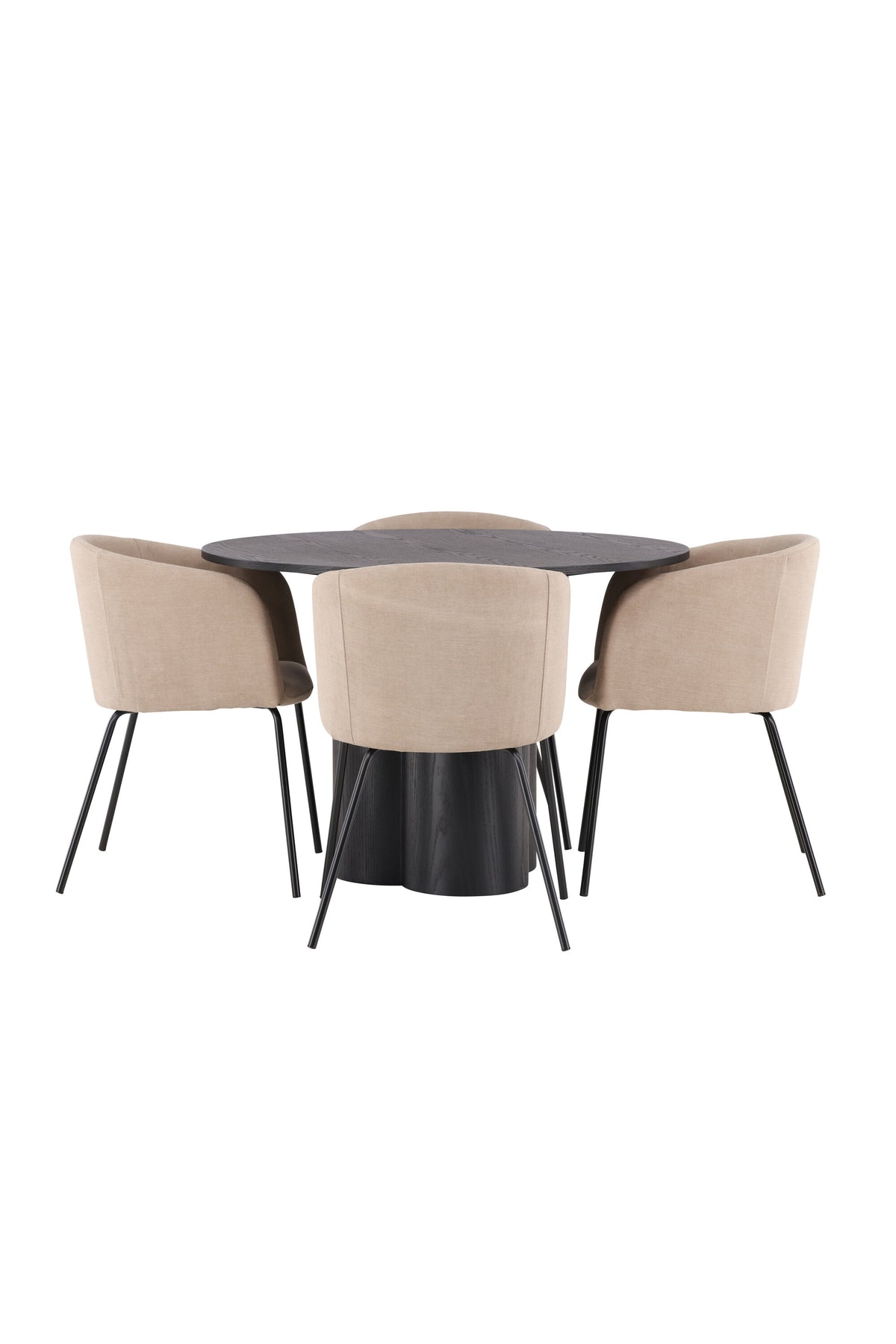 Olivia Matbord med Berit Stolarna – Bord: ⌀110 Stol: 55x78x55