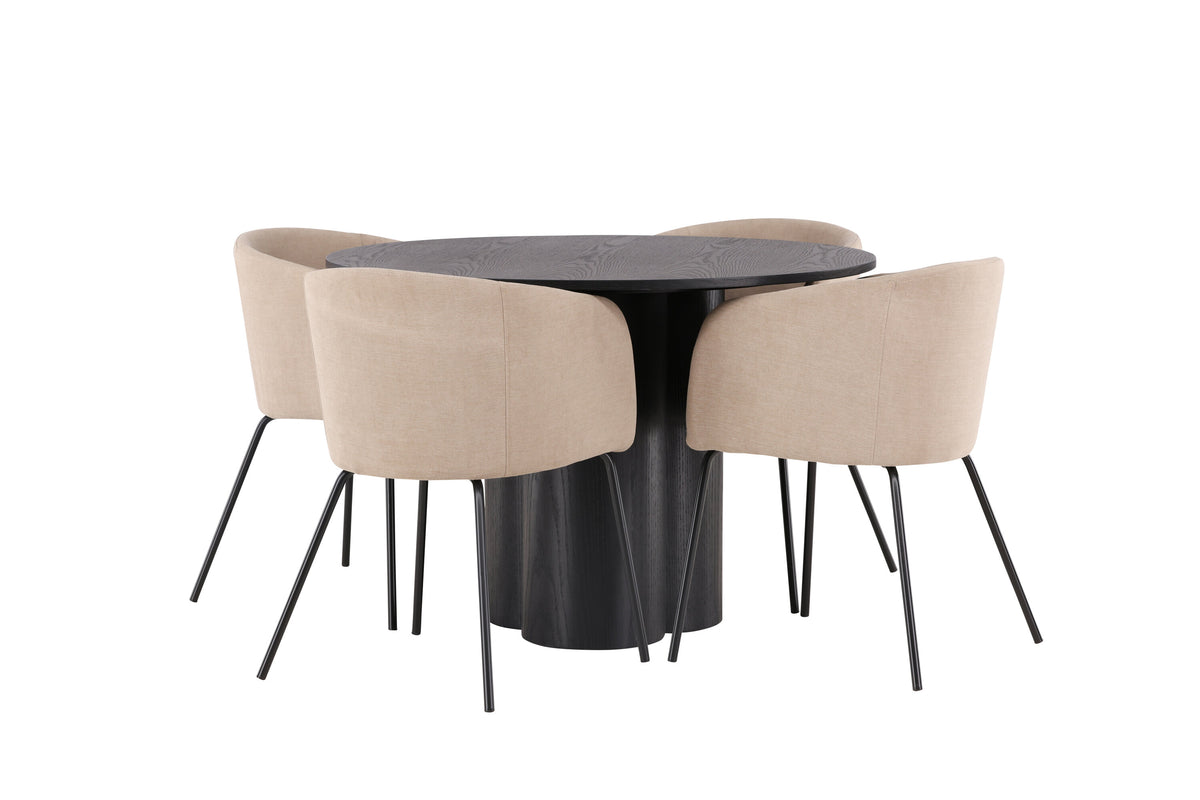Olivia Matbord med Berit Stolarna – Bord: ⌀110 Stol: 55x78x55