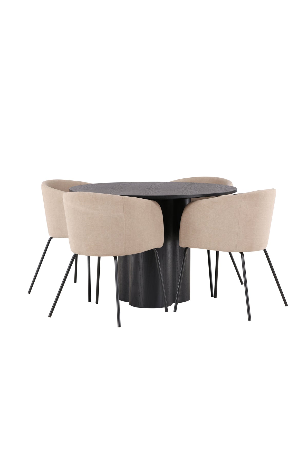 Olivia Matbord med Berit Stolarna – Bord: ⌀110 Stol: 55x78x55