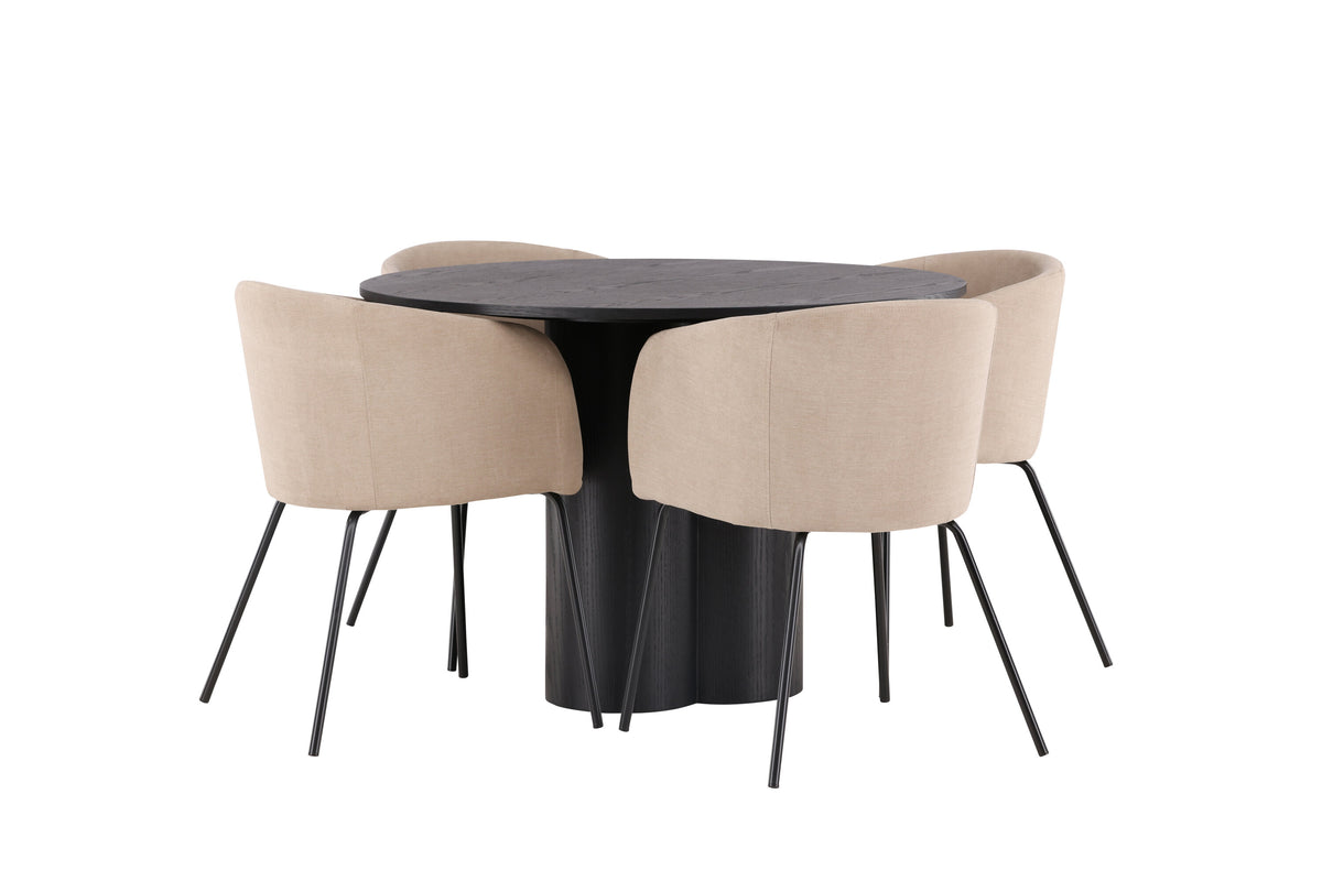 Olivia Matbord med Berit Stolarna – Bord: ⌀110 Stol: 55x78x55