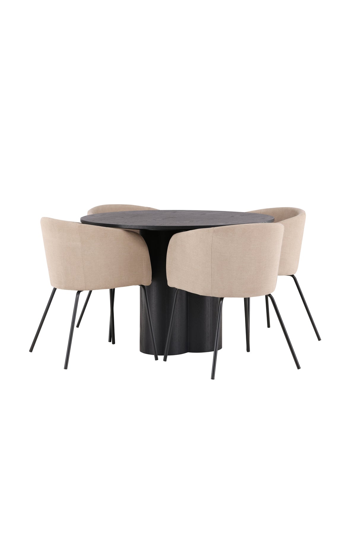 Olivia Matbord med Berit Stolarna – Bord: ⌀110 Stol: 55x78x55