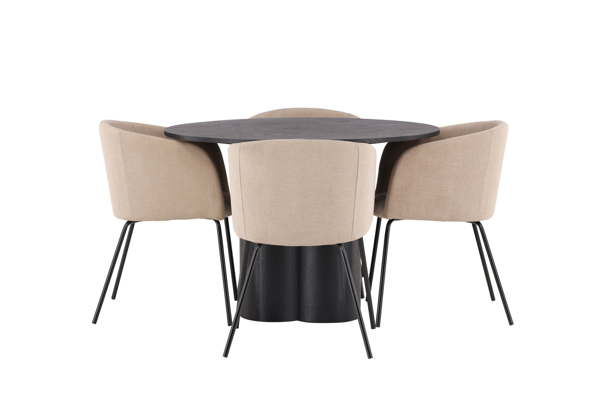 Olivia Matbord med Berit Stolarna – Bord: ⌀110 Stol: 55x78x55