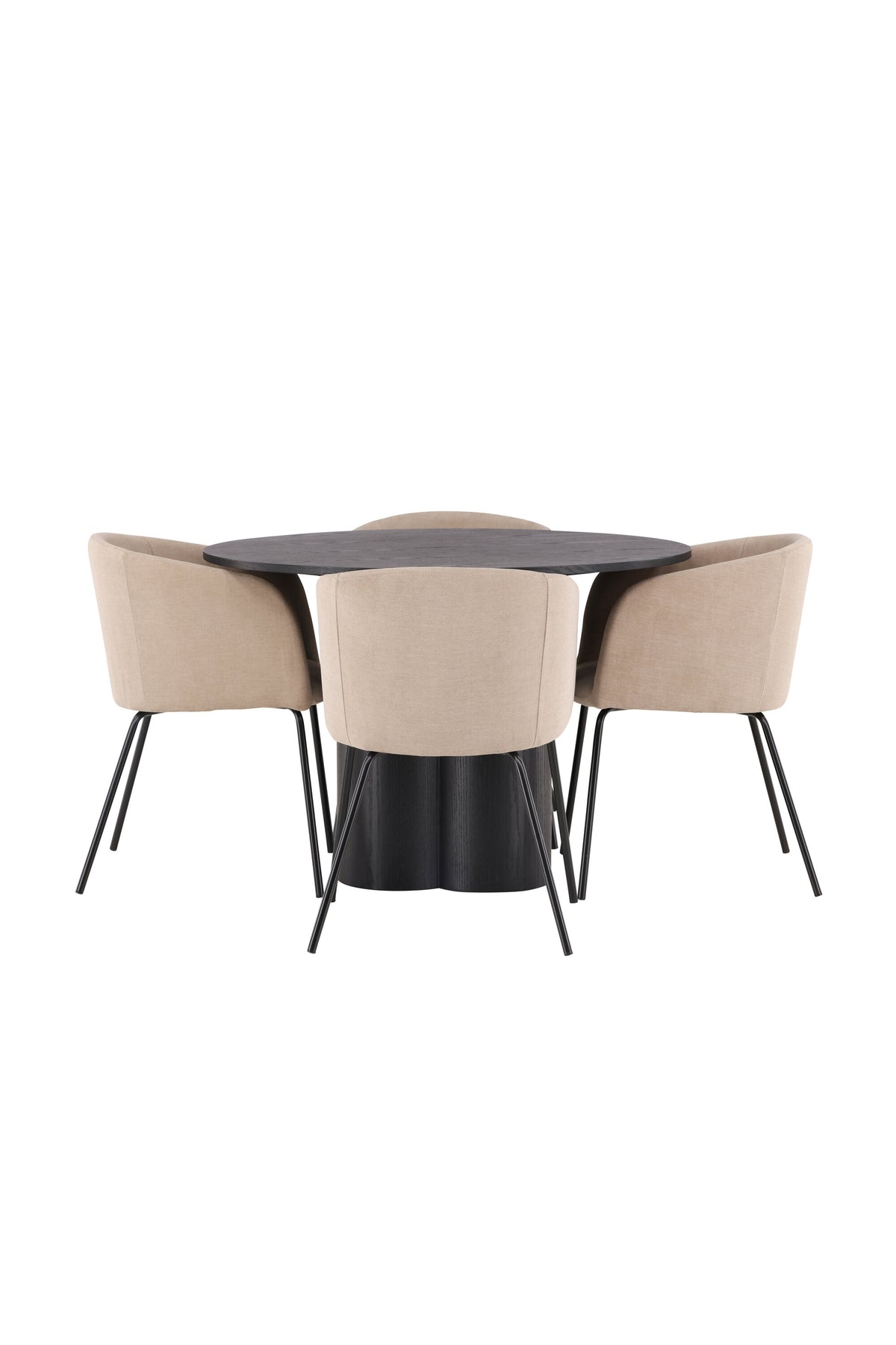 Olivia Matbord med Berit Stolarna – Bord: ⌀110 Stol: 55x78x55