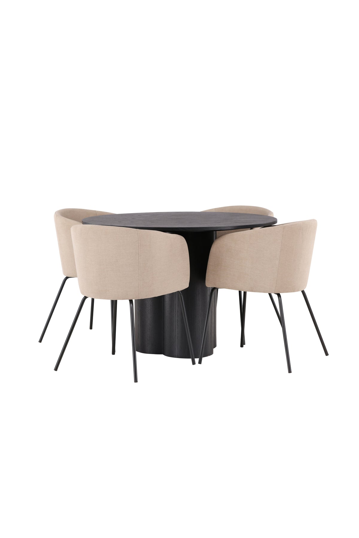Olivia Matbord med Berit Stolarna – Bord: ⌀110 Stol: 55x78x55