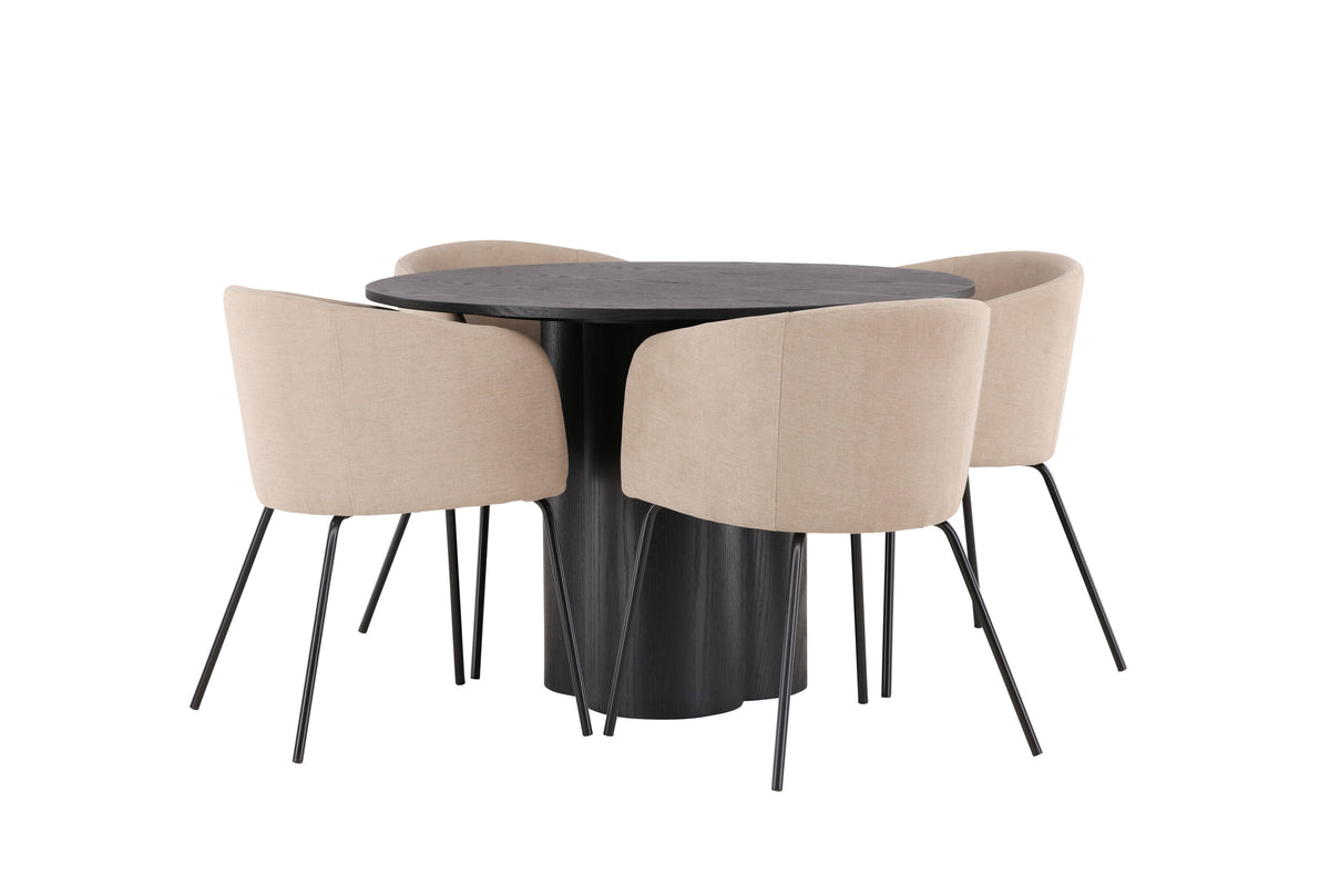 Olivia Matbord med Berit Stolarna – Bord: ⌀110 Stol: 55x78x55