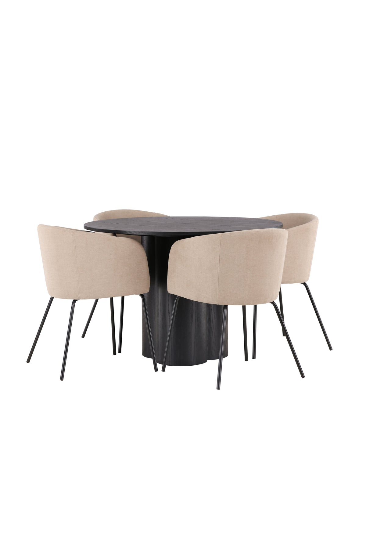 Olivia Matbord med Berit Stolarna – Bord: ⌀110 Stol: 55x78x55