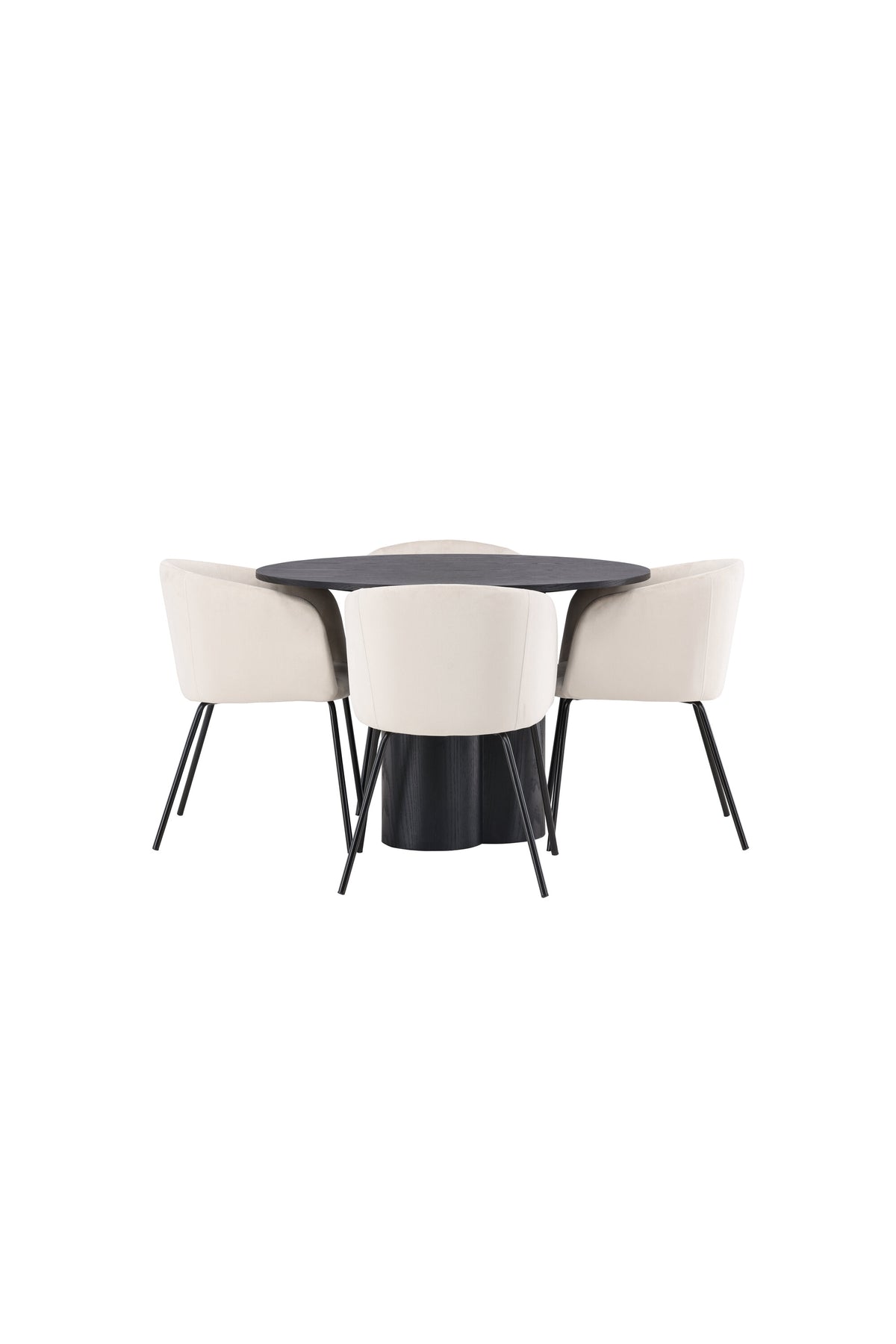 Olivia Matbord med Berit Stolarna – Bord: ⌀110 Stol: 55x78x55
