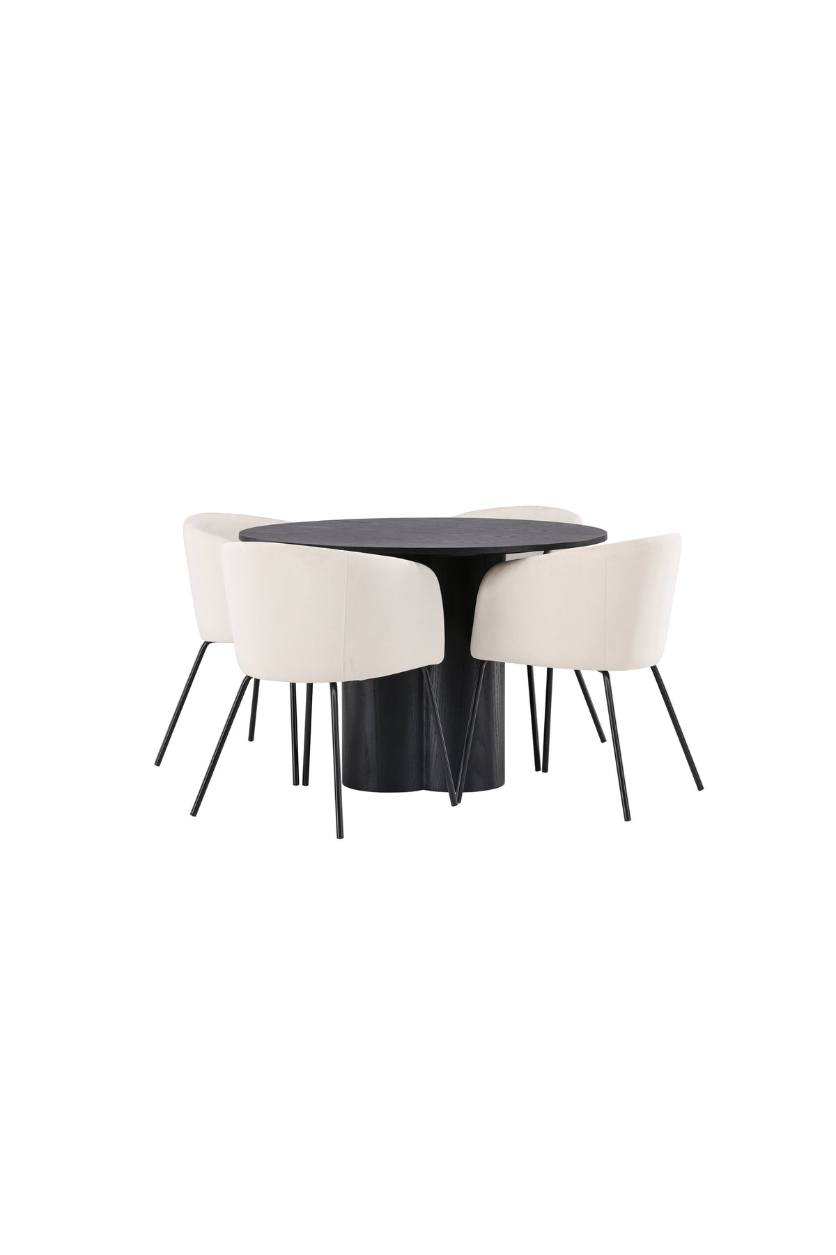 Olivia Matbord med Berit Stolarna – Bord: ⌀110 Stol: 55x78x55