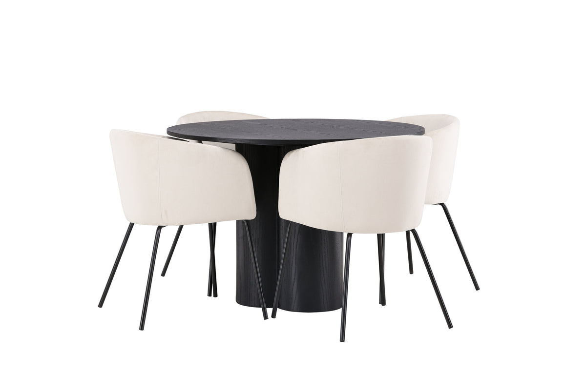 Olivia Matbord med Berit Stolarna – Bord: ⌀110 Stol: 55x78x55