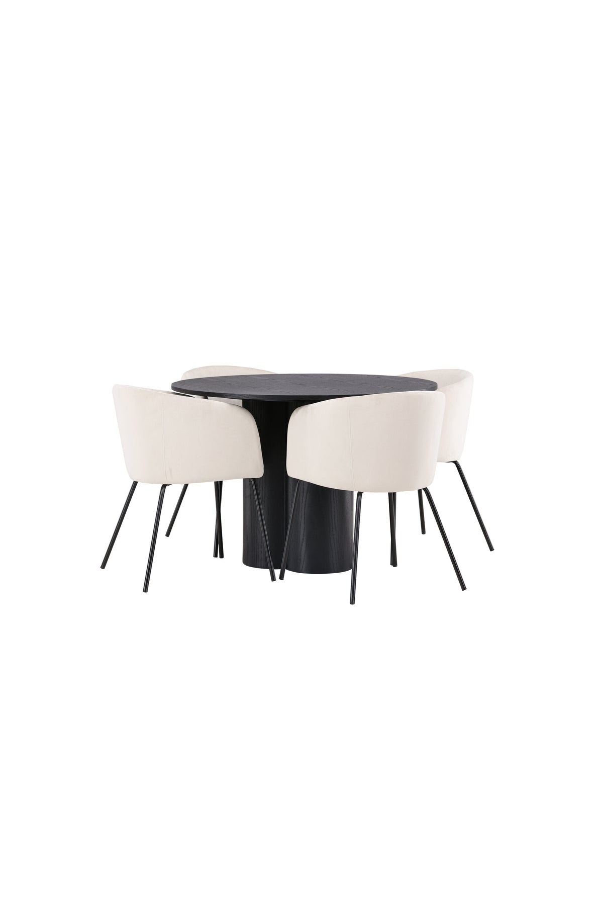 Olivia Matbord med Berit Stolarna – Bord: ⌀110 Stol: 55x78x55