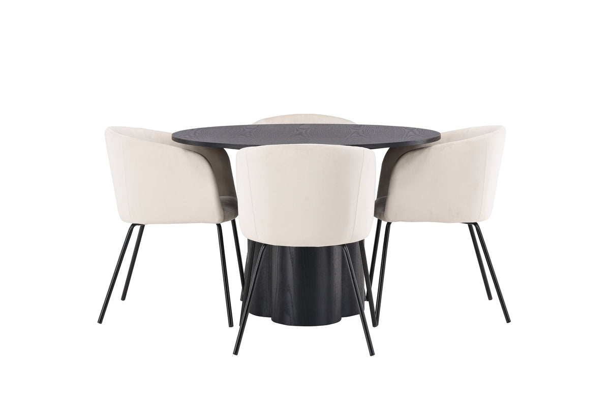 Olivia Matbord med Berit Stolarna – Bord: ⌀110 Stol: 55x78x55
