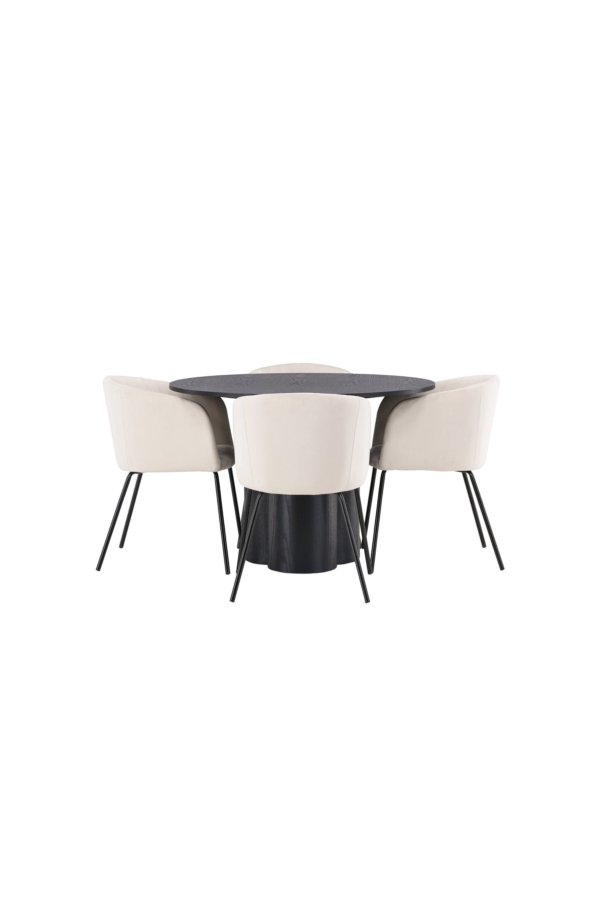 Olivia Matbord med Berit Stolarna – Bord: ⌀110 Stol: 55x78x55