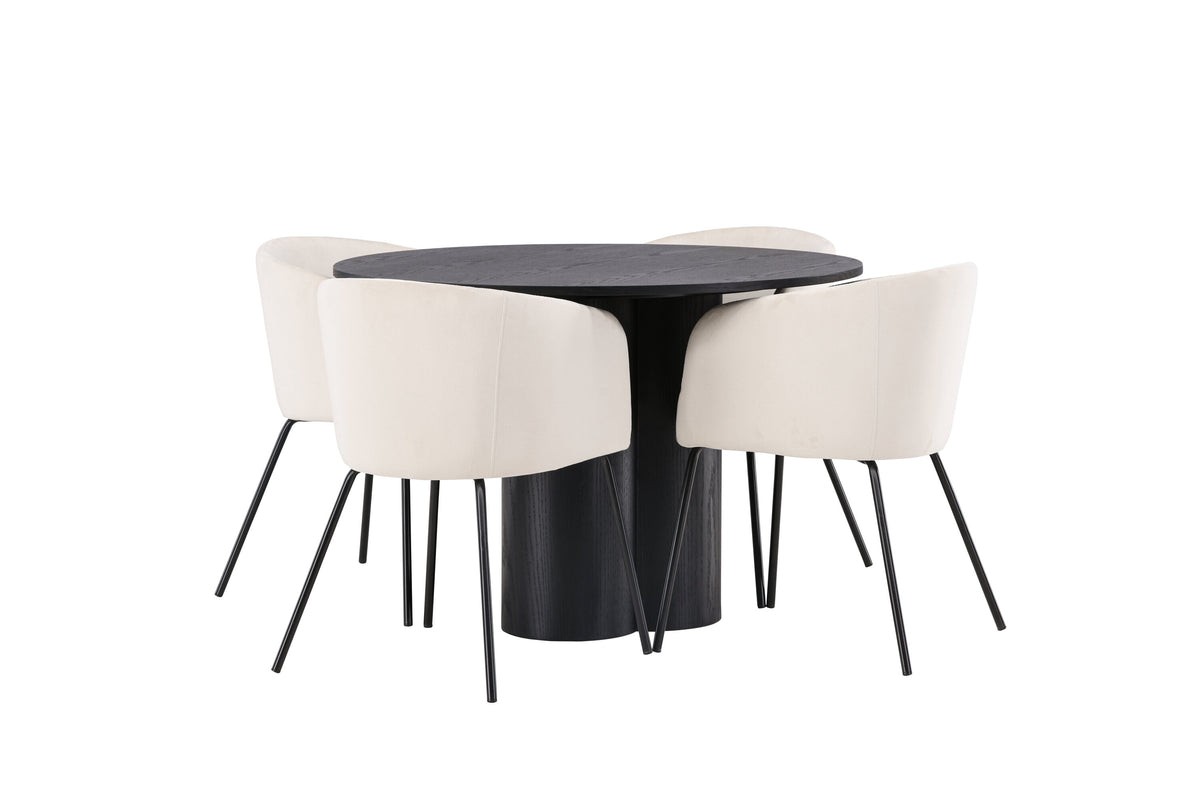 Olivia Matbord med Berit Stolarna – Bord: ⌀110 Stol: 55x78x55