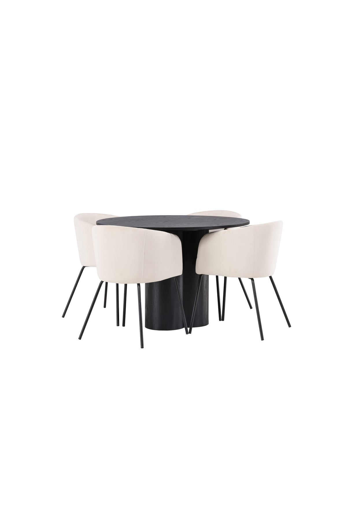 Olivia Matbord med Berit Stolarna – Bord: ⌀110 Stol: 55x78x55