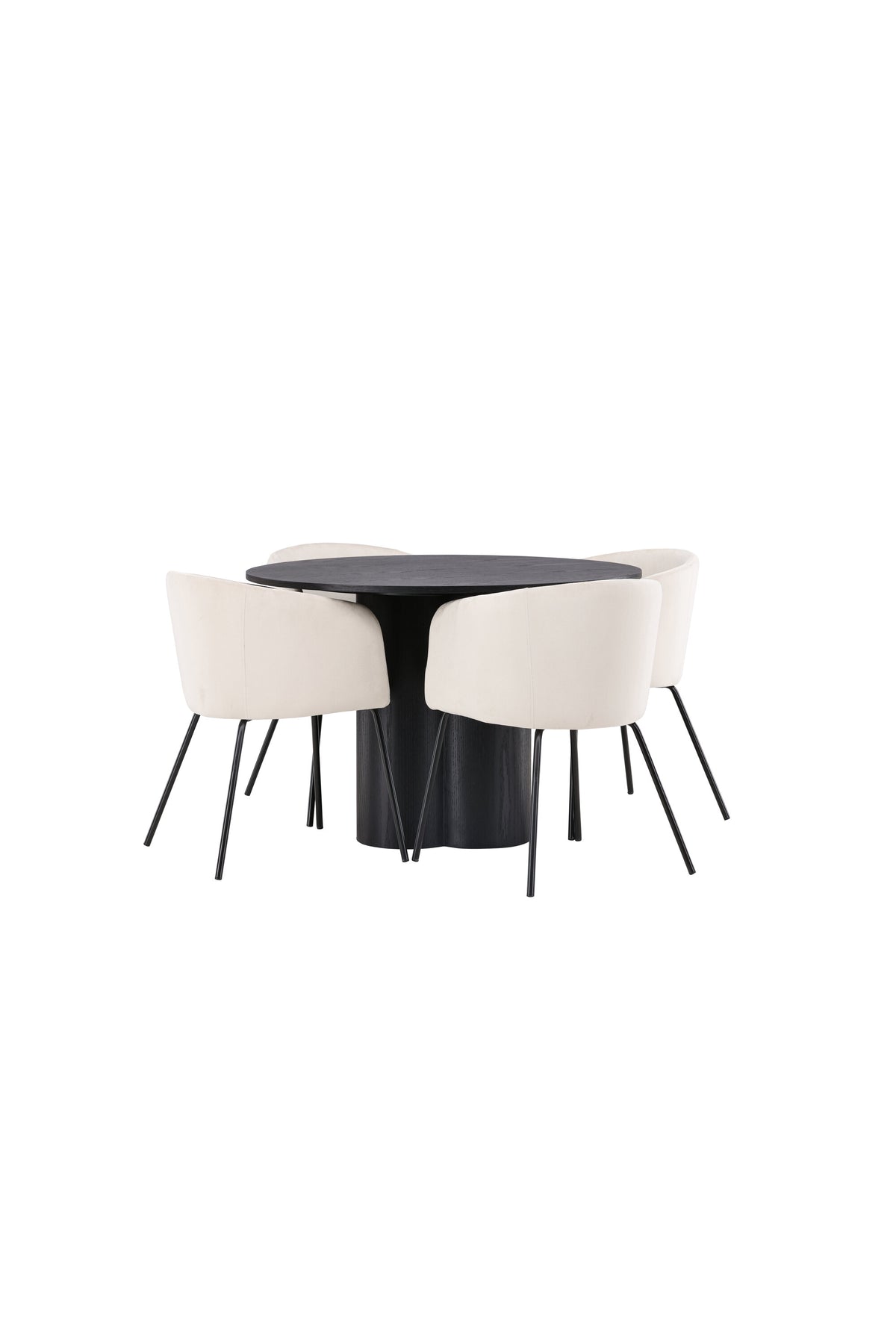 Olivia Matbord med Berit Stolarna – Bord: ⌀110 Stol: 55x78x55