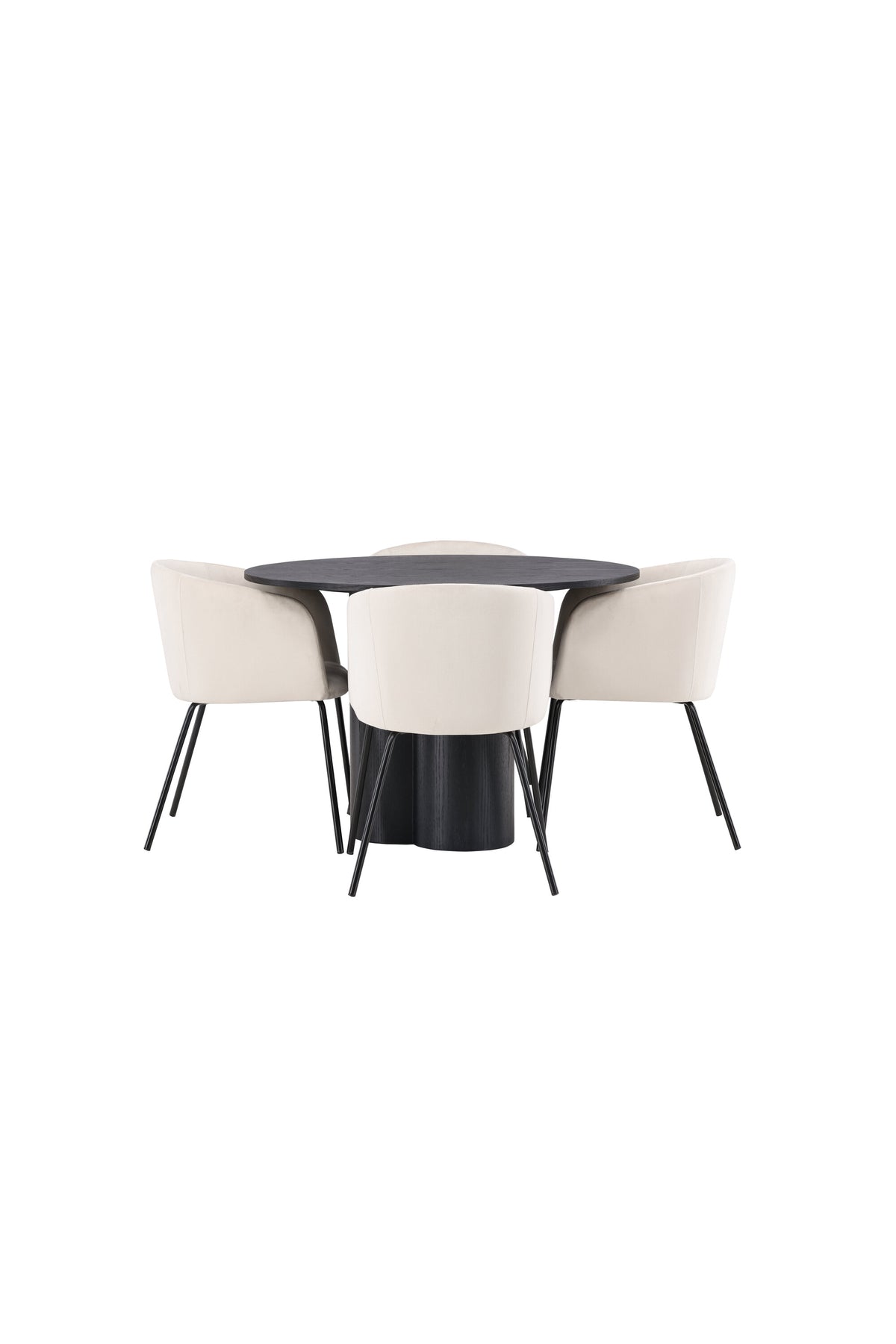 Olivia Matbord med Berit Stolarna – Bord: ⌀110 Stol: 55x78x55