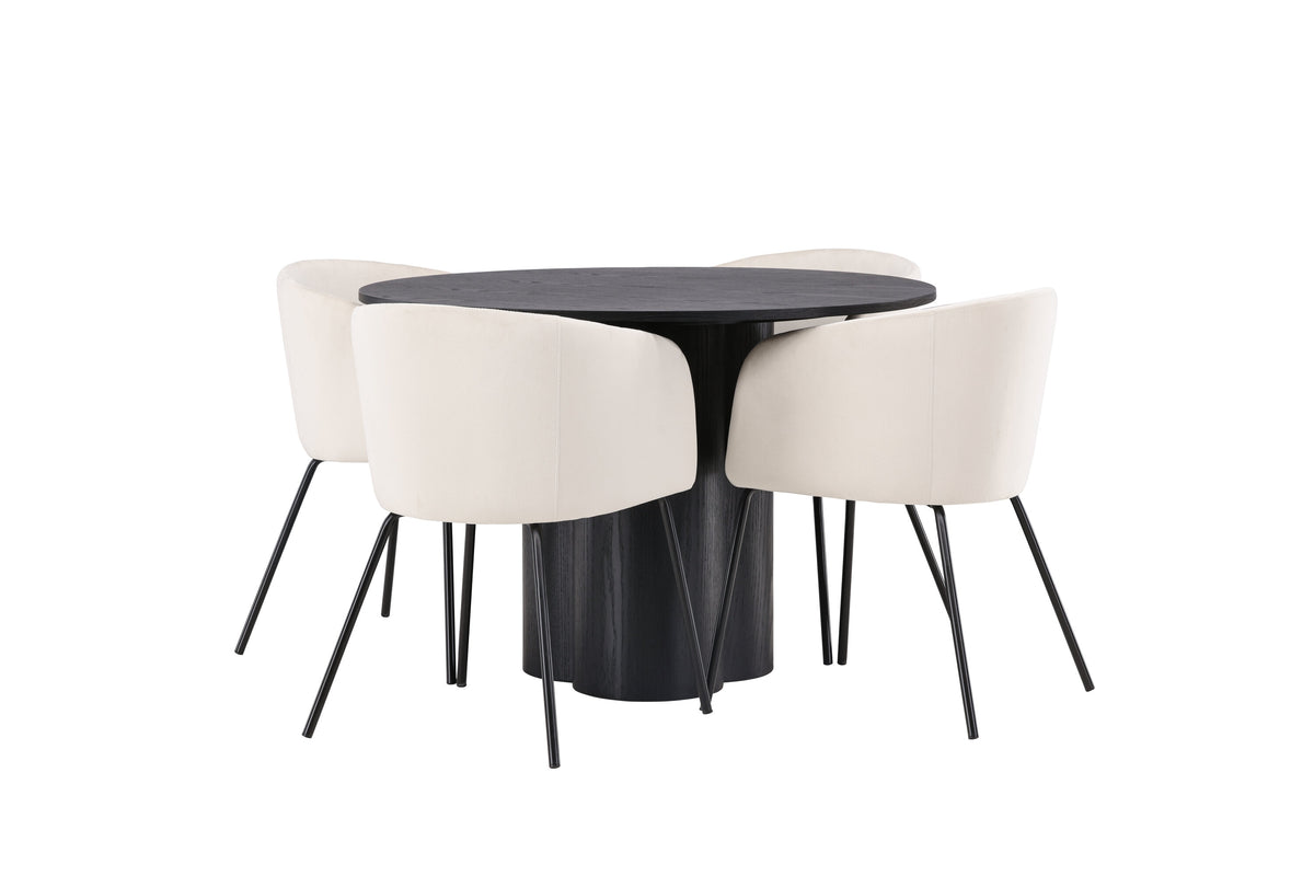 Olivia Matbord med Berit Stolarna – Bord: ⌀110 Stol: 55x78x55