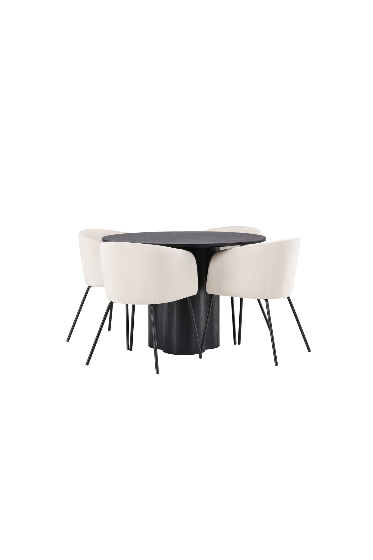 Olivia Matbord med Berit Stolarna – Bord: ⌀110 Stol: 55x78x55
