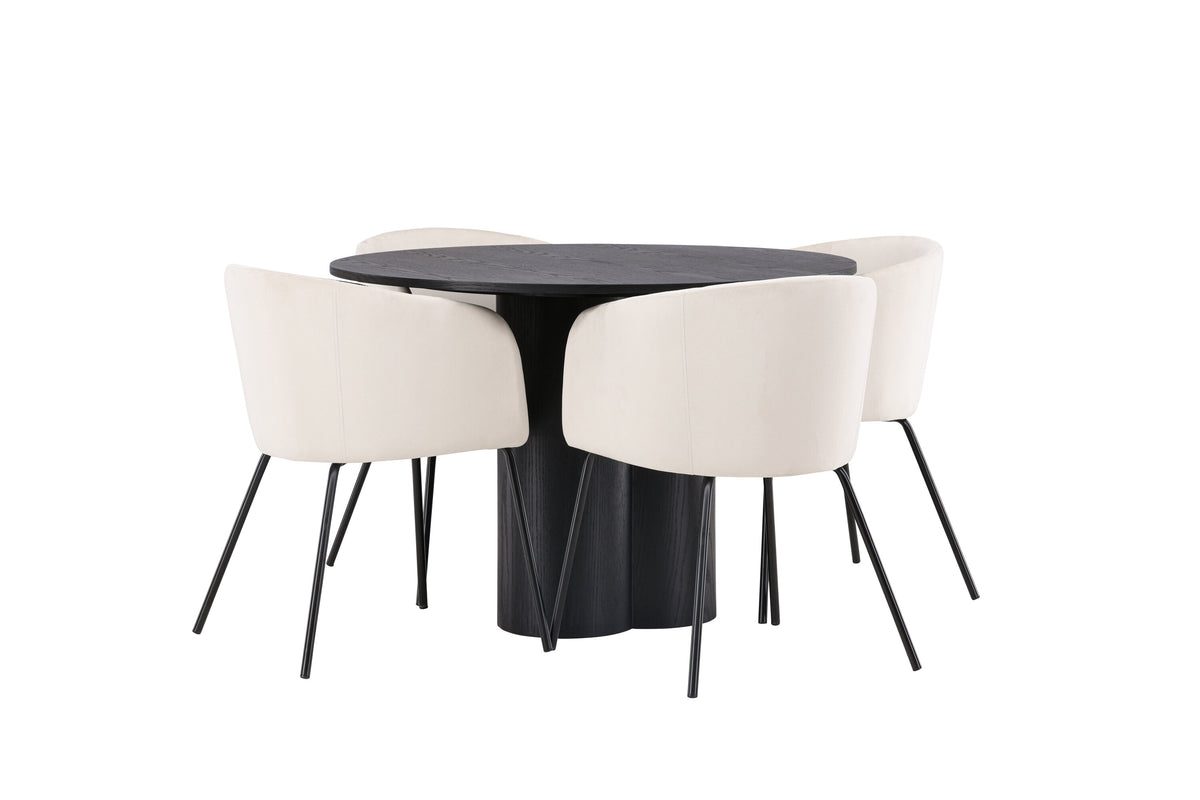 Olivia Matbord med Berit Stolarna – Bord: ⌀110 Stol: 55x78x55