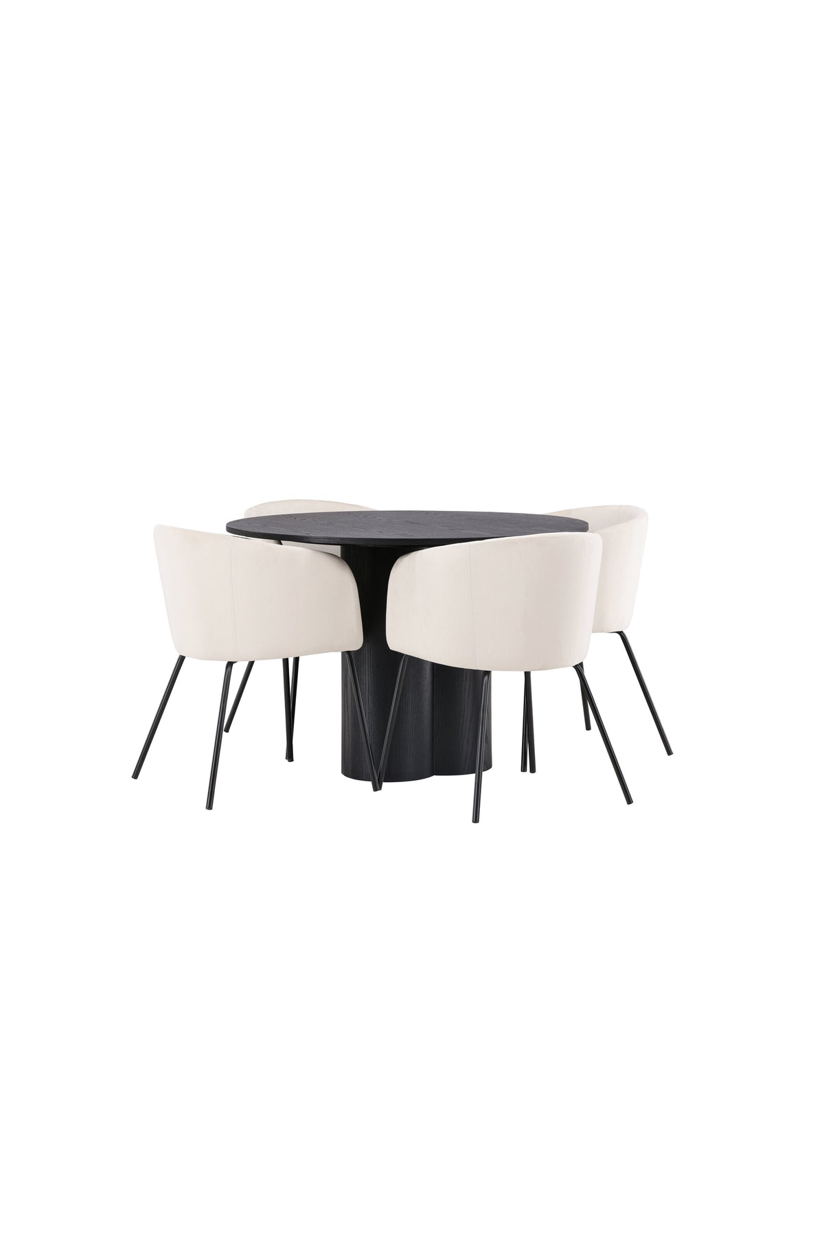 Olivia Matbord med Berit Stolarna – Bord: ⌀110 Stol: 55x78x55