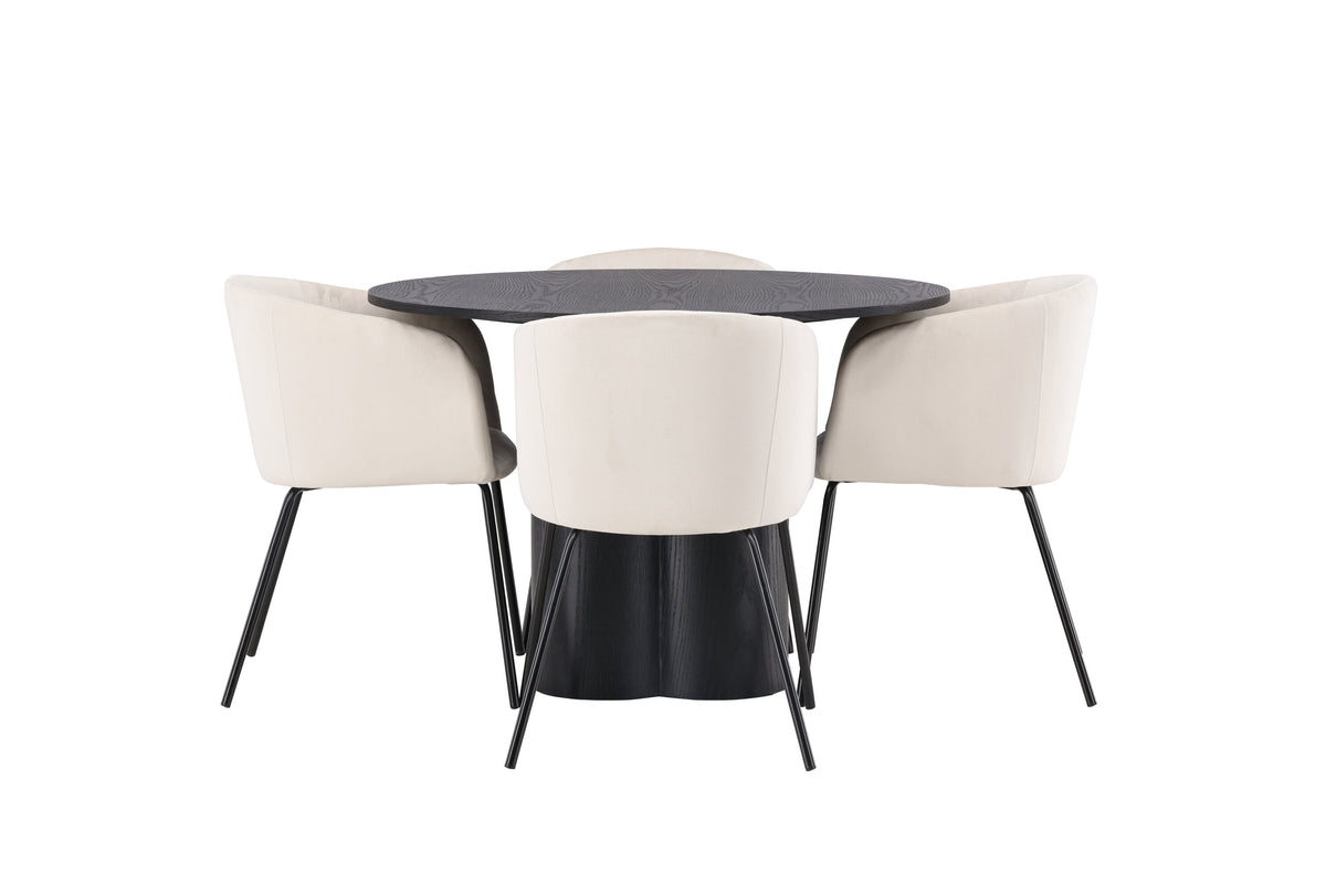 Olivia Matbord med Berit Stolarna – Bord: ⌀110 Stol: 55x78x55