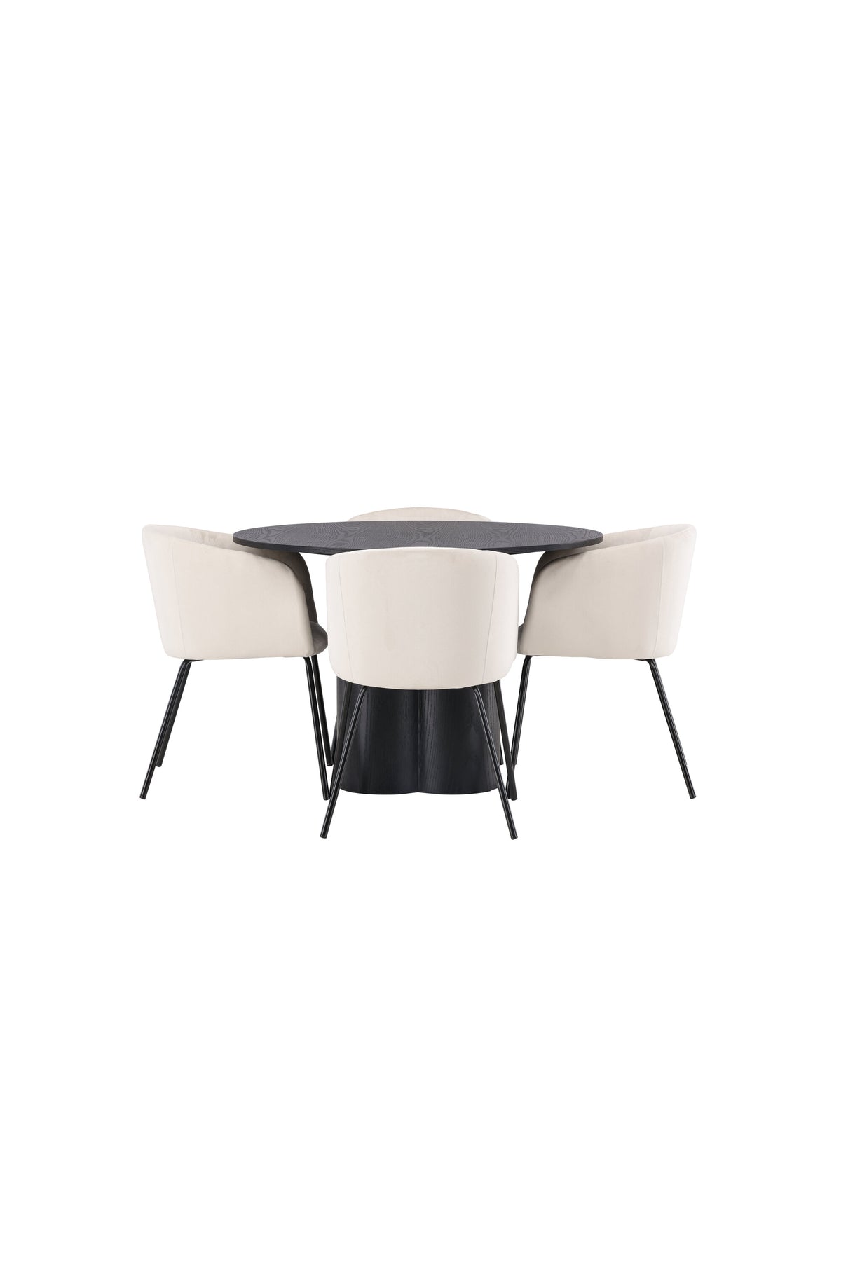 Olivia Matbord med Berit Stolarna – Bord: ⌀110 Stol: 55x78x55