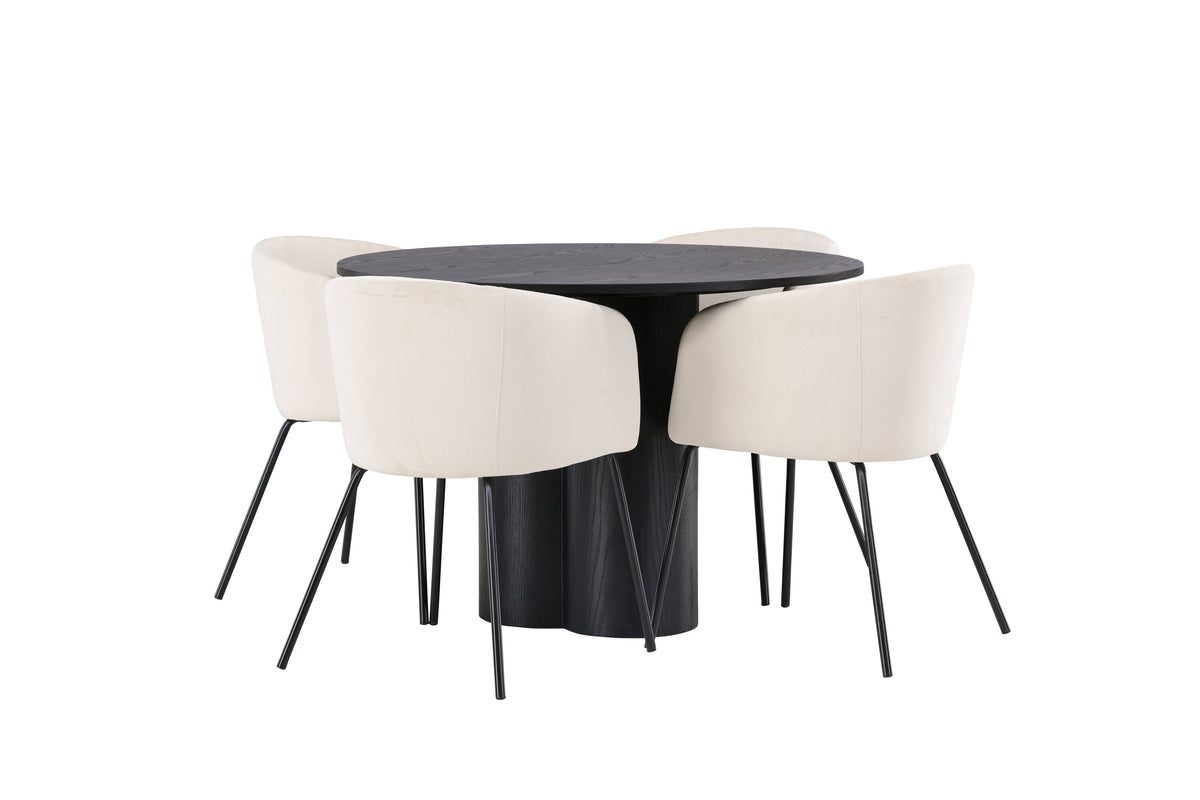 Olivia Matbord med Berit Stolarna – Bord: ⌀110 Stol: 55x78x55
