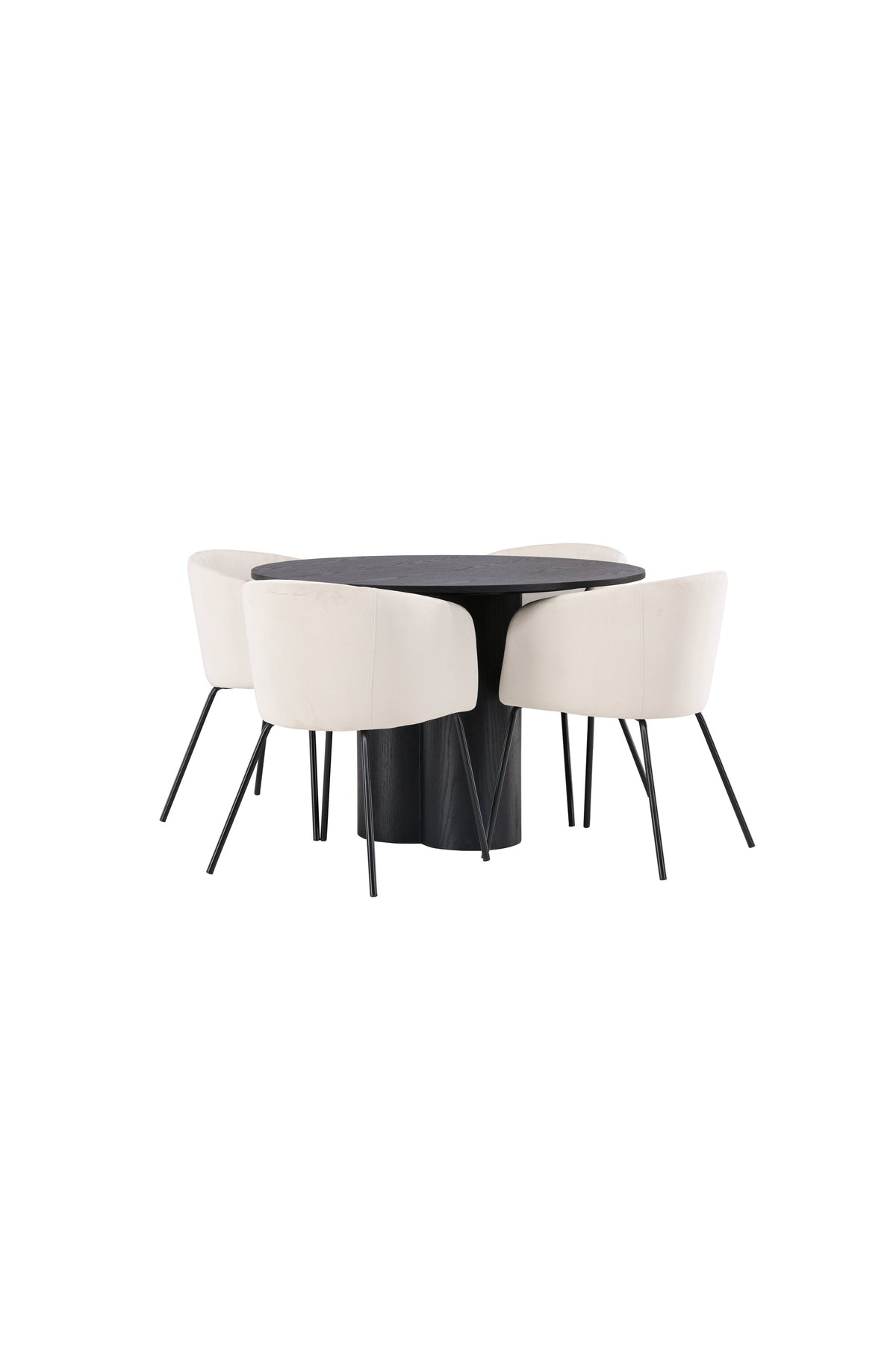 Olivia Matbord med Berit Stolarna – Bord: ⌀110 Stol: 55x78x55