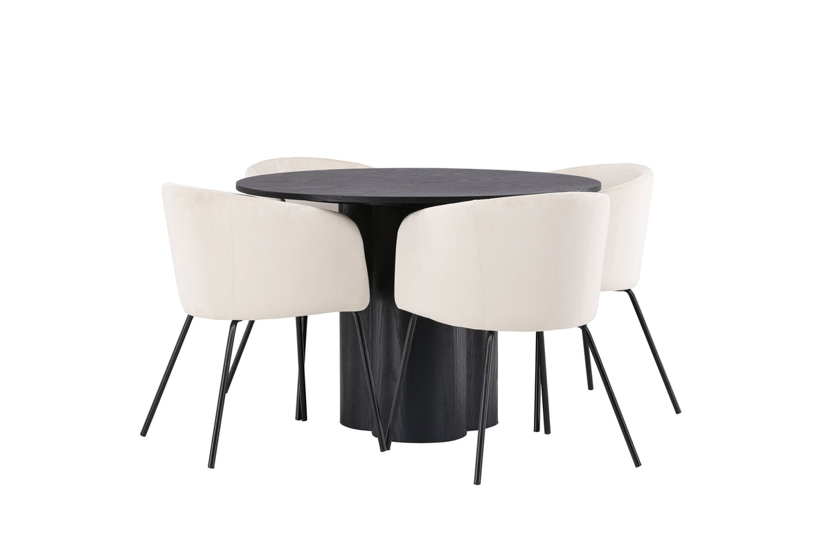 Olivia Matbord med Berit Stolarna – Bord: ⌀110 Stol: 55x78x55