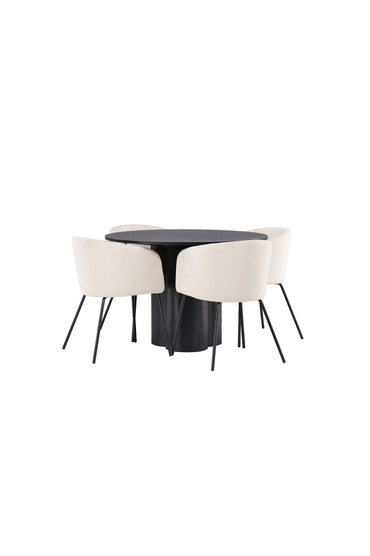 Olivia Matbord med Berit Stolarna – Bord: ⌀110 Stol: 55x78x55
