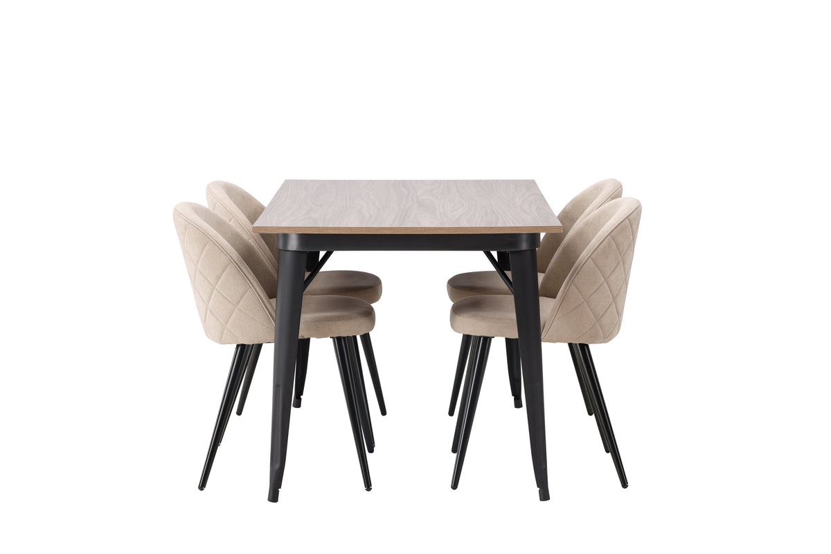 Tempe Matbord med Velvet Stolarna – Bord: 75x140x80 Stol: 57x76,5x50