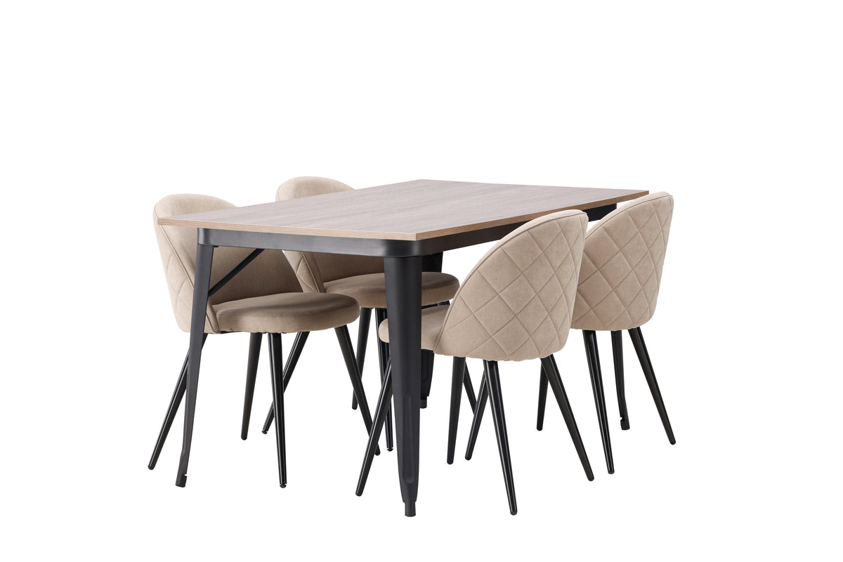 Tempe Matbord med Velvet Stolarna – Bord: 75x140x80 Stol: 57x76,5x50
