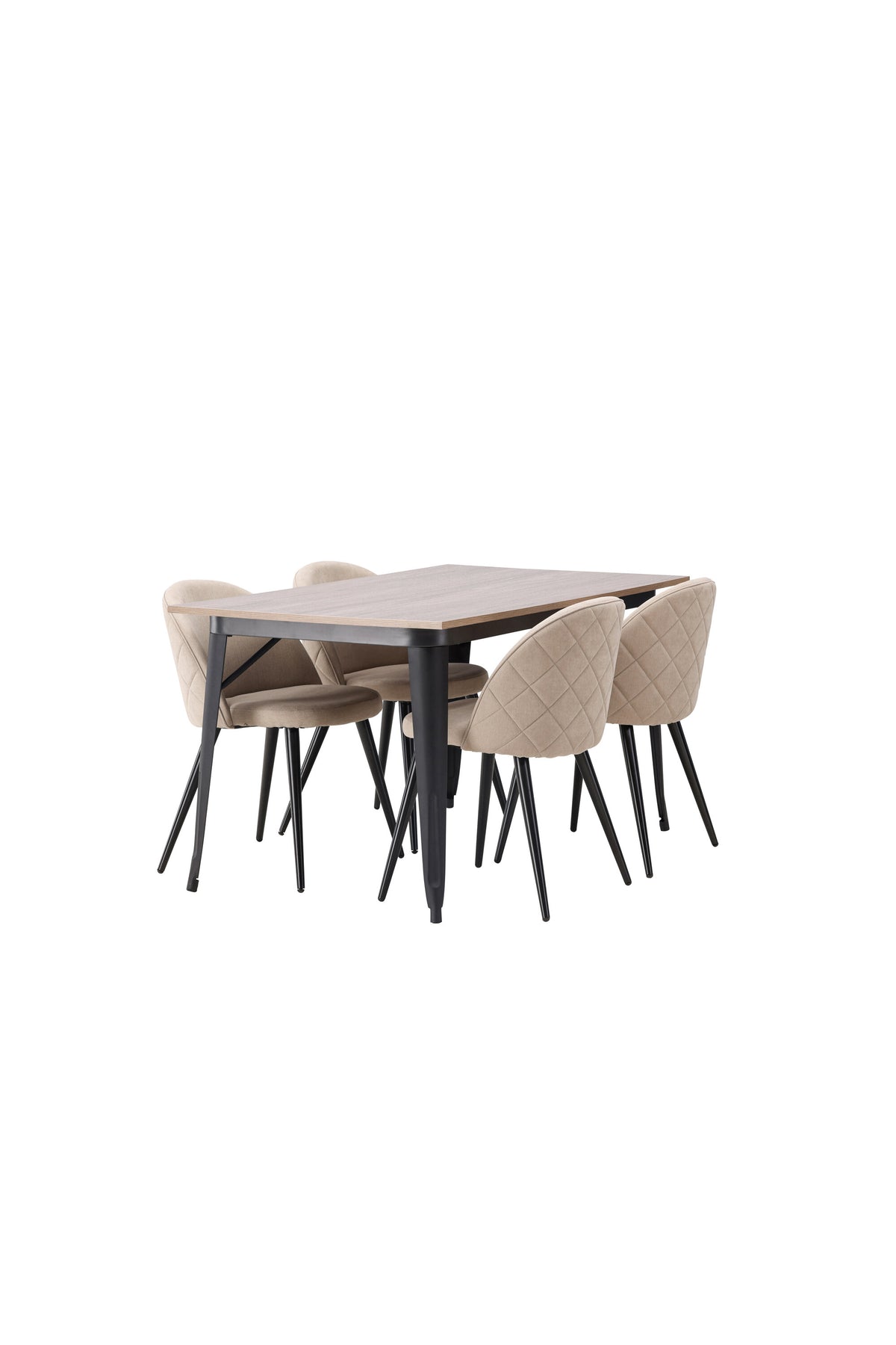 Tempe Matbord med Velvet Stolarna – Bord: 75x140x80 Stol: 57x76,5x50