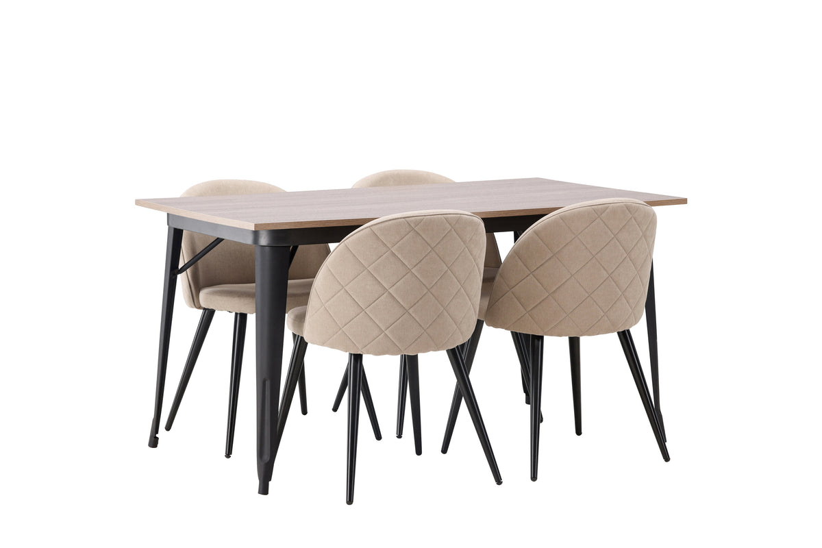 Tempe Matbord med Velvet Stolarna – Bord: 75x140x80 Stol: 57x76,5x50