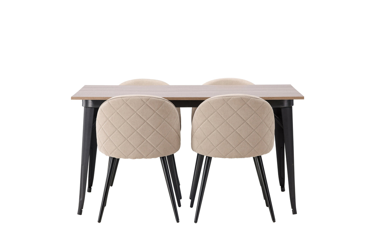 Tempe Matbord med Velvet Stolarna – Bord: 75x140x80 Stol: 57x76,5x50
