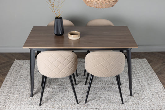 Tempe Matbord med Velvet Stolarna – Bord: 75x140x80 Stol: 57x76,5x50