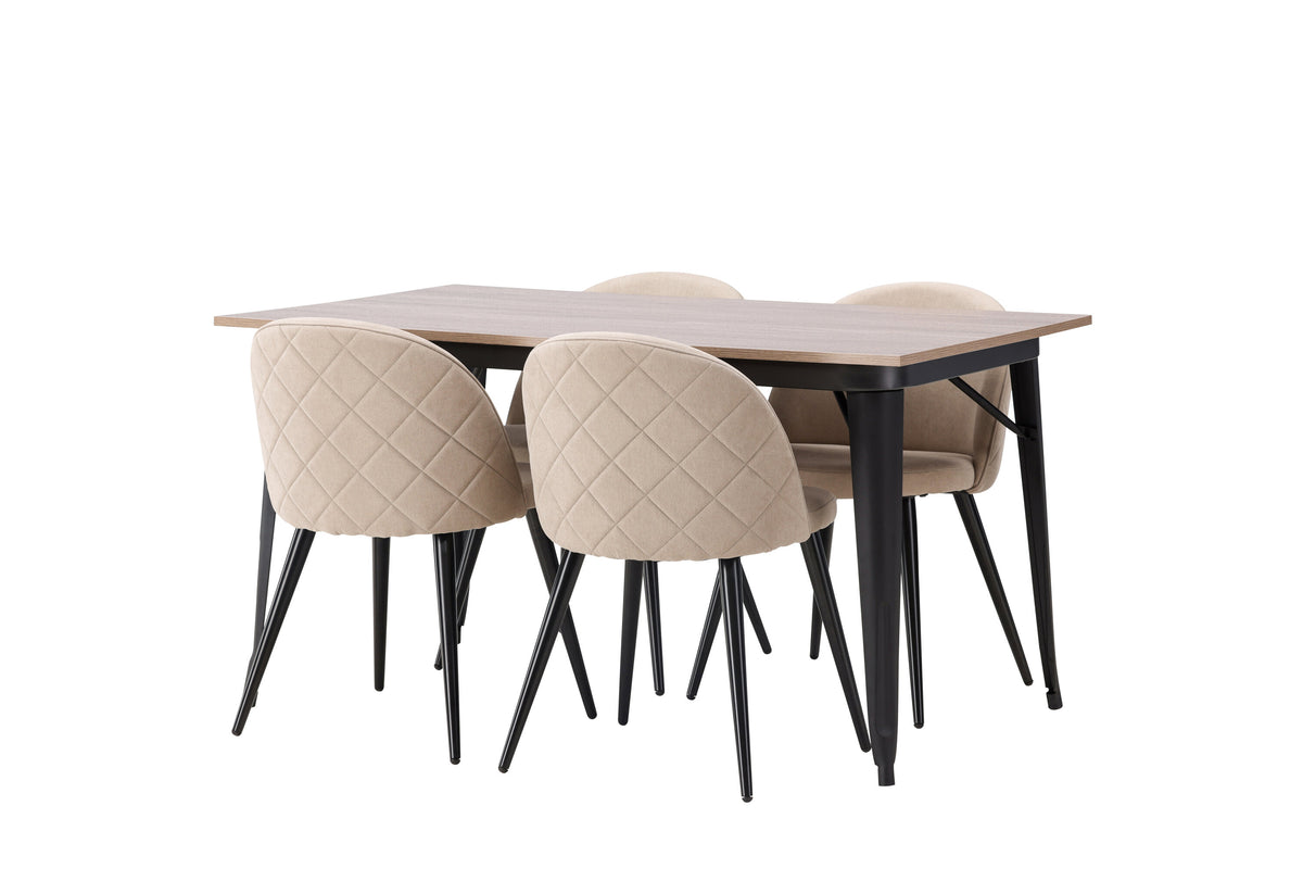 Tempe Matbord med Velvet Stolarna – Bord: 75x140x80 Stol: 57x76,5x50