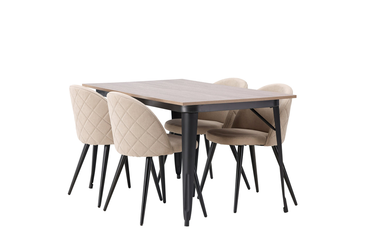 Tempe Matbord med Velvet Stolarna – Bord: 75x140x80 Stol: 57x76,5x50