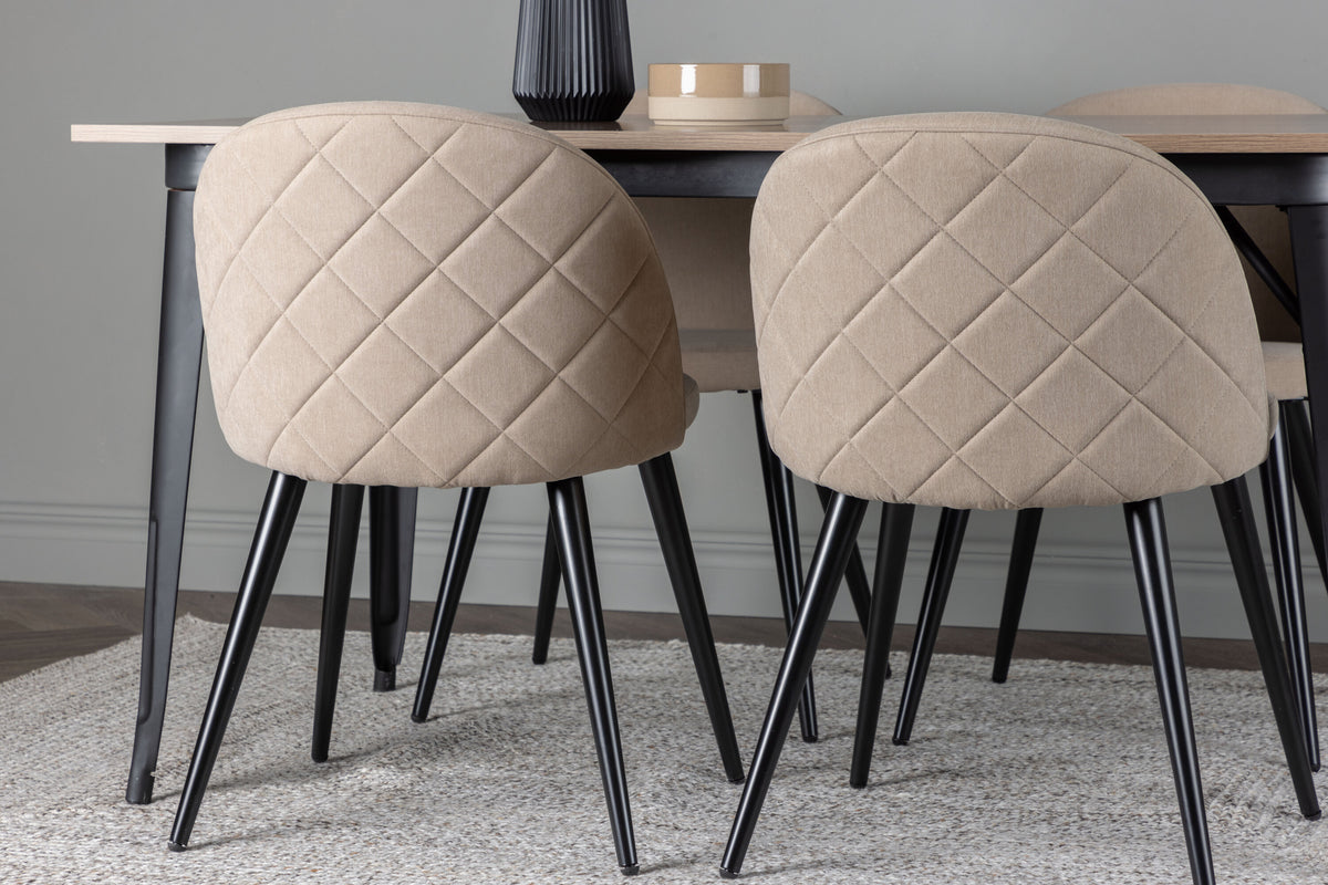 Tempe Matbord med Velvet Stolarna – Bord: 75x140x80 Stol: 57x76,5x50