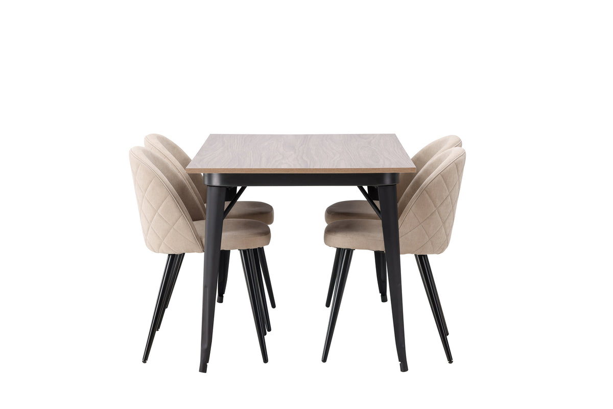 Tempe Matbord med Velvet Stolarna – Bord: 75x140x80 Stol: 57x76,5x50