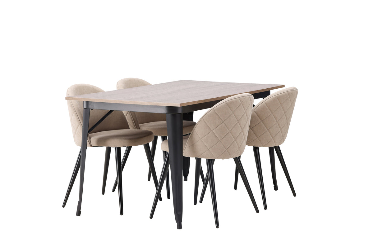 Tempe Matbord med Velvet Stolarna – Bord: 75x140x80 Stol: 57x76,5x50