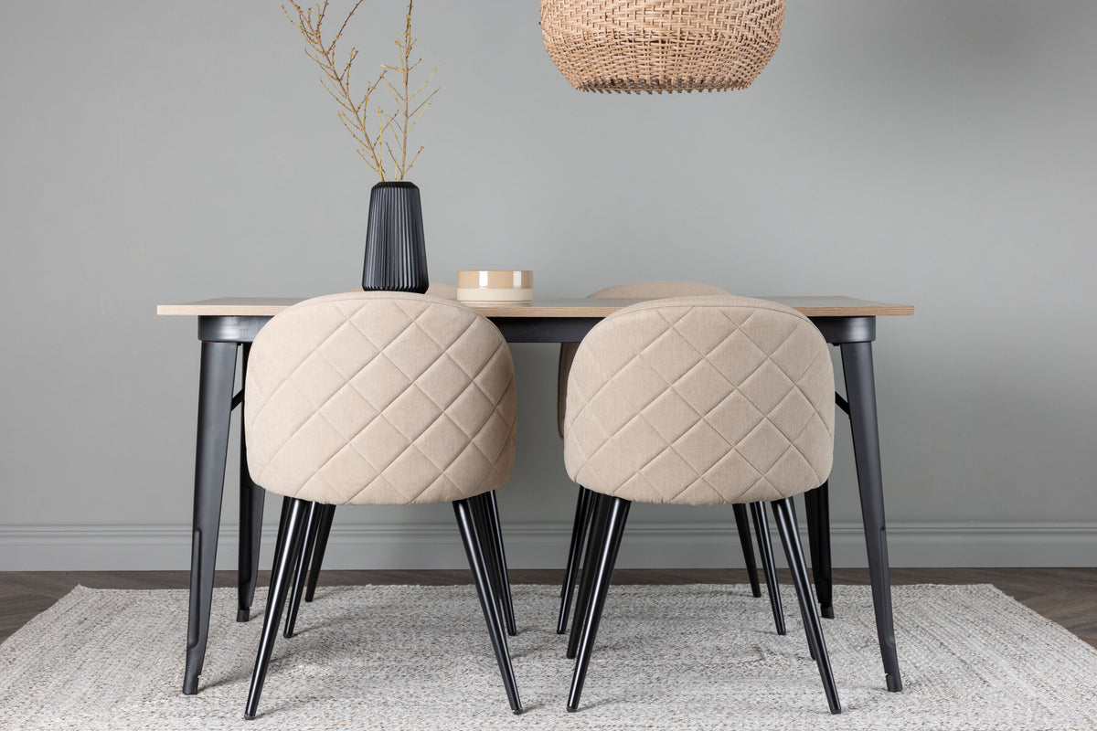 Tempe Matbord med Velvet Stolarna – Bord: 75x140x80 Stol: 57x76,5x50