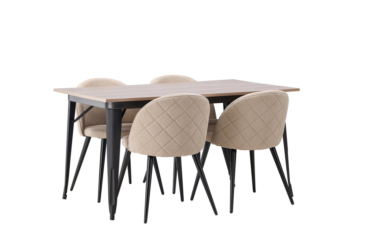 Tempe Matbord med Velvet Stolarna – Bord: 75x140x80 Stol: 57x76,5x50