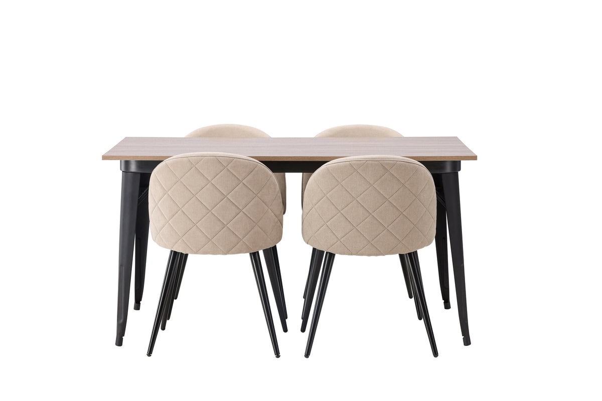 Tempe Matbord med Velvet Stolarna – Bord: 75x140x80 Stol: 57x76,5x50