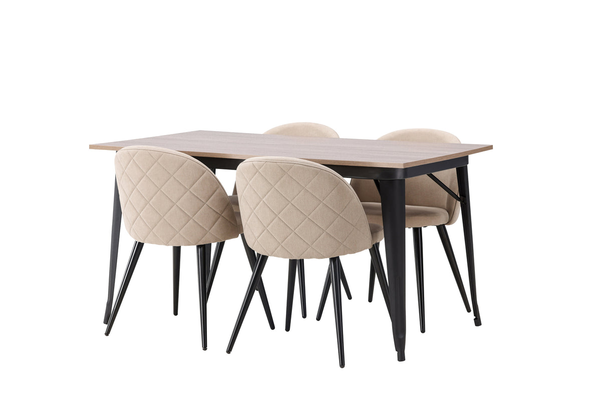 Tempe Matbord med Velvet Stolarna – Bord: 75x140x80 Stol: 57x76,5x50