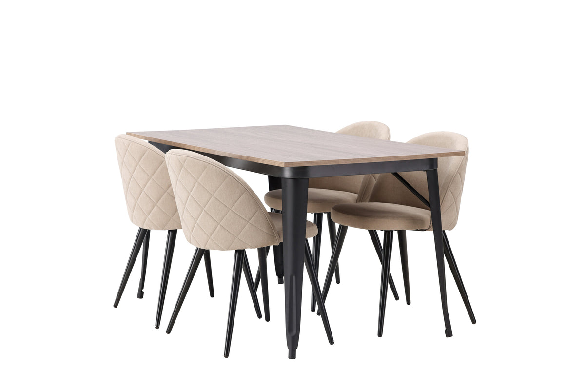 Tempe Matbord med Velvet Stolarna – Bord: 75x140x80 Stol: 57x76,5x50