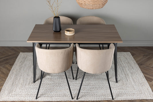 Tempe Matbord med Berit Stolarna – Bord: 75x140x80 Stol: 55x78x55