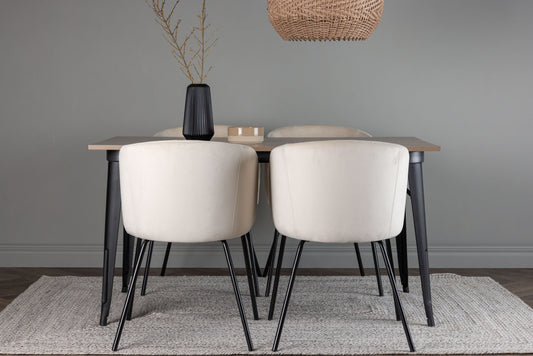 Tempe Matbord med Berit Stolarna – Bord: 75x140x80 Stol: 55x78x55