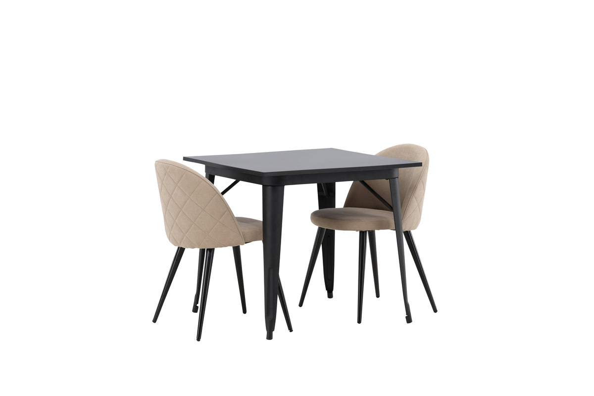 Tempe Matbord med Velvet Stolarna – Bord: 75x80x80 Stol: 57x76,5x50